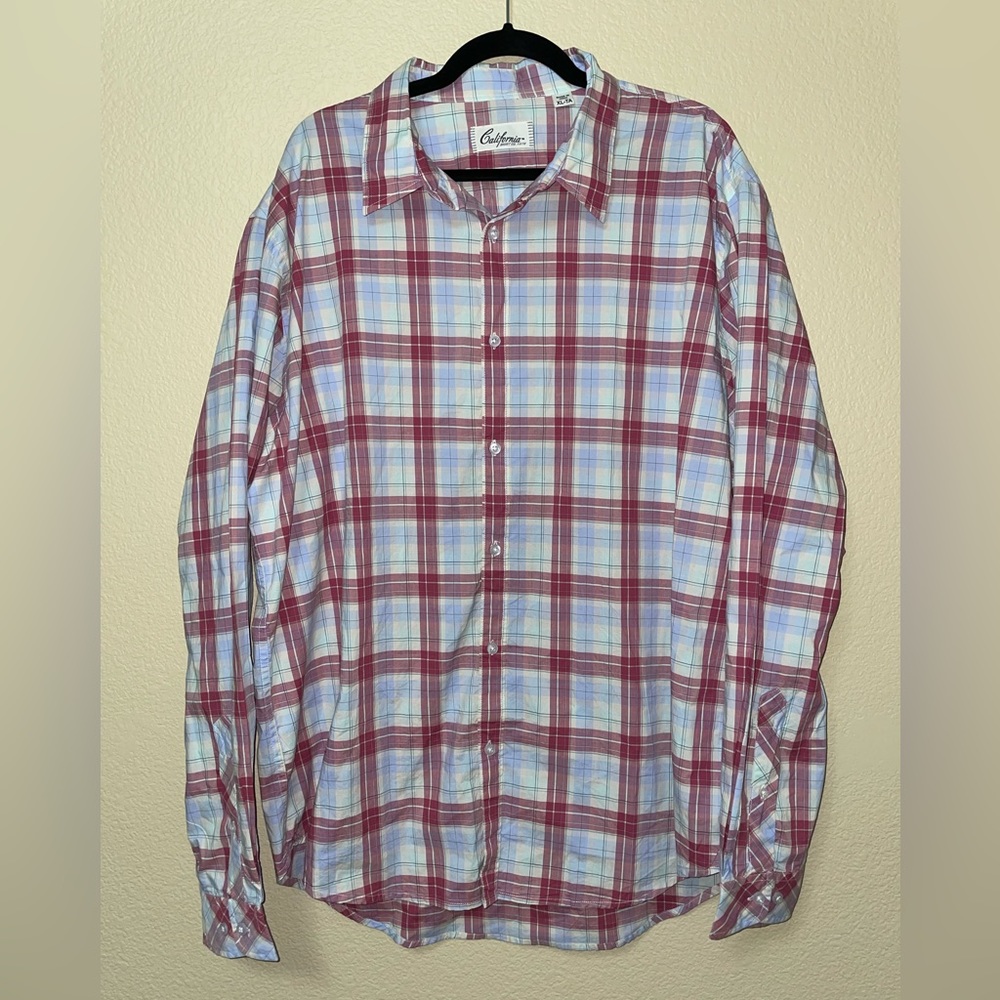 NWT California Shirt Co. Cody Long Sleeve Poplin Shirt. Pink - XL-TA